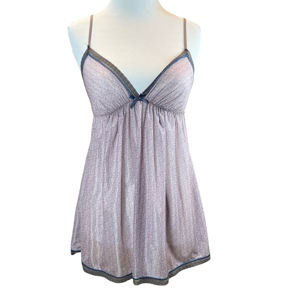 Gilligan &‎ O'Malley Womens Chemise Lavender Floral Lace Babydoll Sleepwear XS